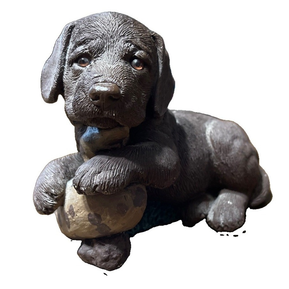 Vintage 1996 Living Stone Chocolate Lab Puppy Dog Duck Decoy Figurine Resin